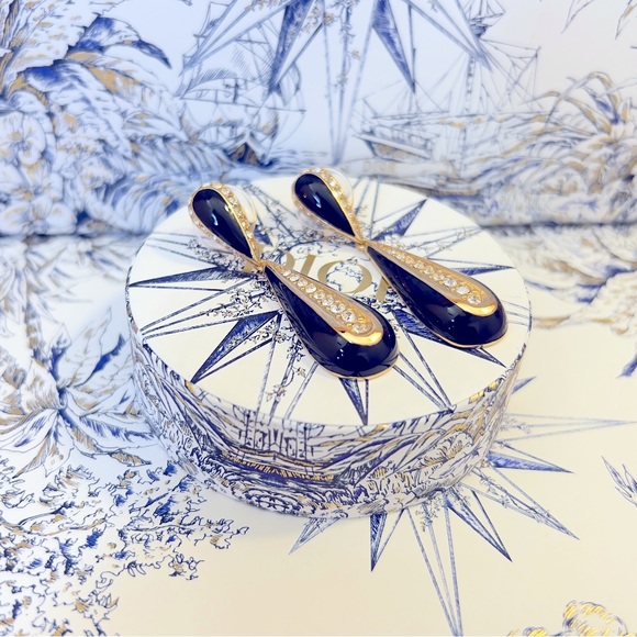 DIOR “Dark Pendulum” Gold Plated Pierced Earrings by Christian Dior - Picture 3 of 6